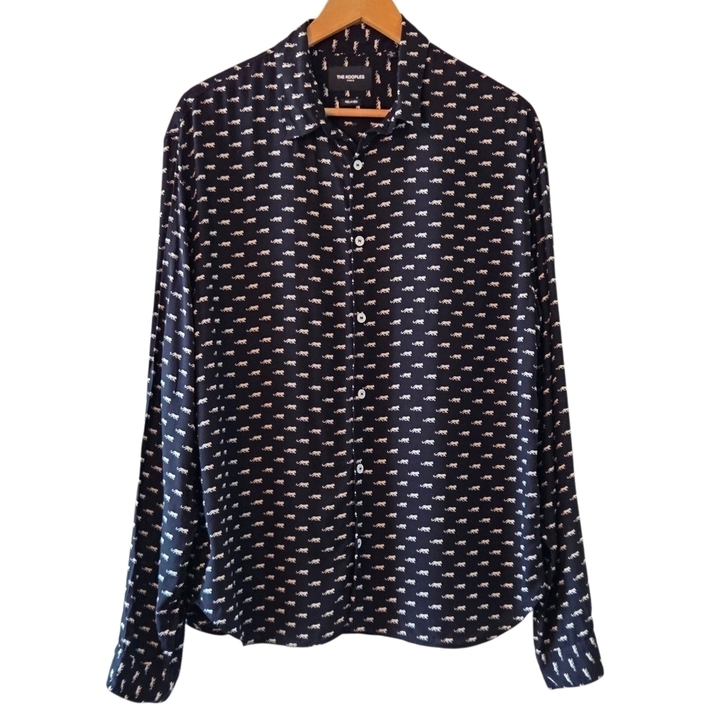 The Kooples Paris Jaguar Print Boho Unisex Long Sleeve Lightweight Shirt Size XL